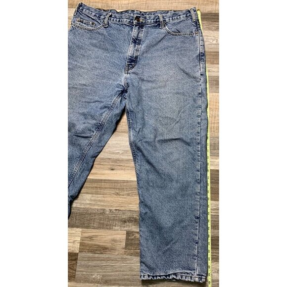 Full Blue Mens Jeans 40x30 Relaxed Fit Flannel Lined 100% Cotton Denim Straight - Picture 13 of 15